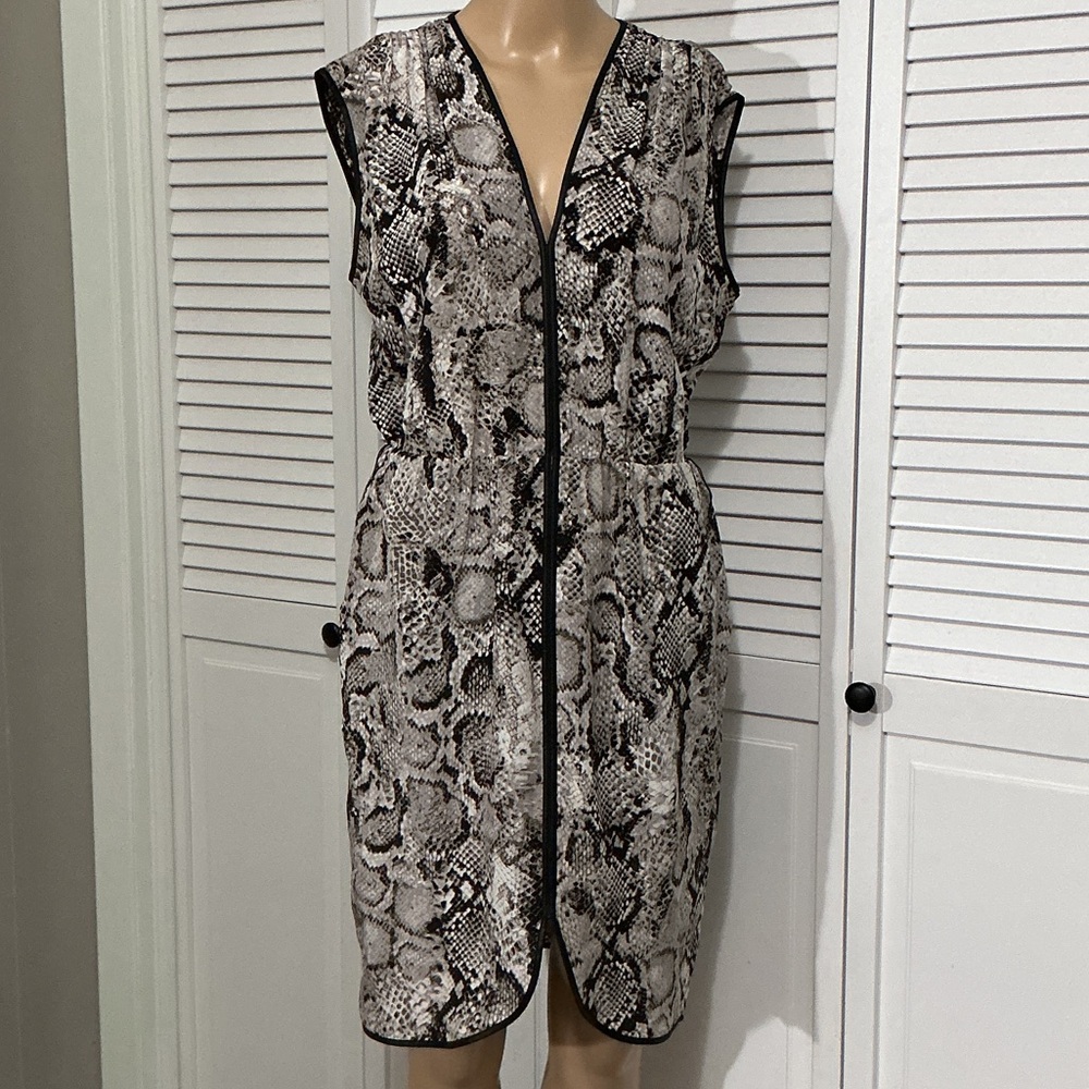 BCBGMaxAzria Black and White Snake Print Midi Dress